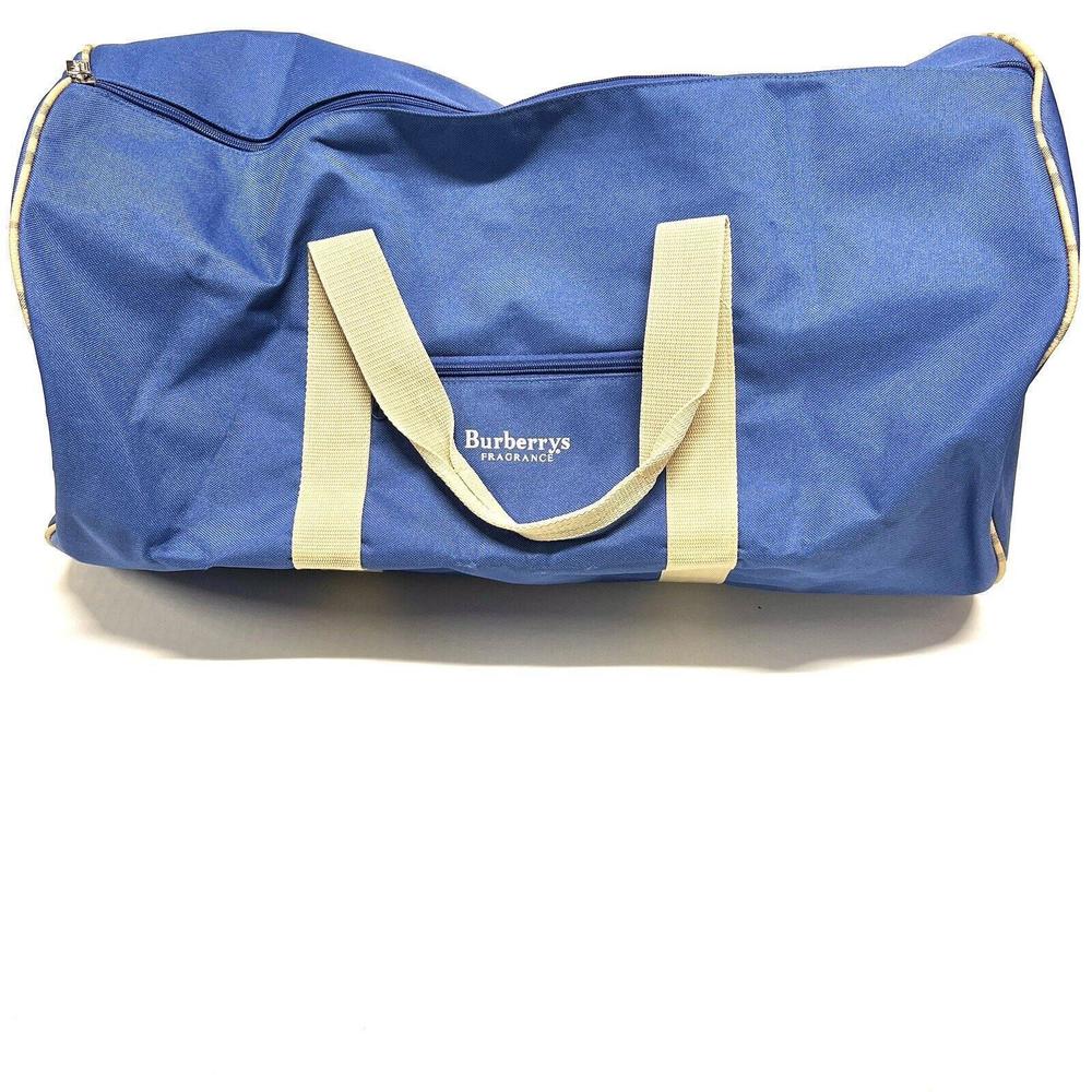 Blue Burberry Fragrance Duffle Bag Sports Travel Tote Luggage Large 22x12x12